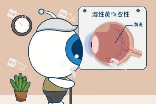 眼睛黃斑病變卡通圖