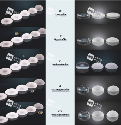 不同型號和材質(zhì)的隆胸假體