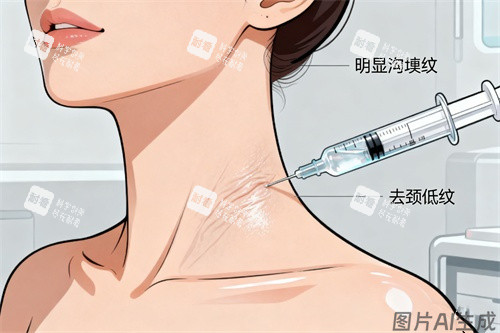 注射針劑去頸紋卡通圖